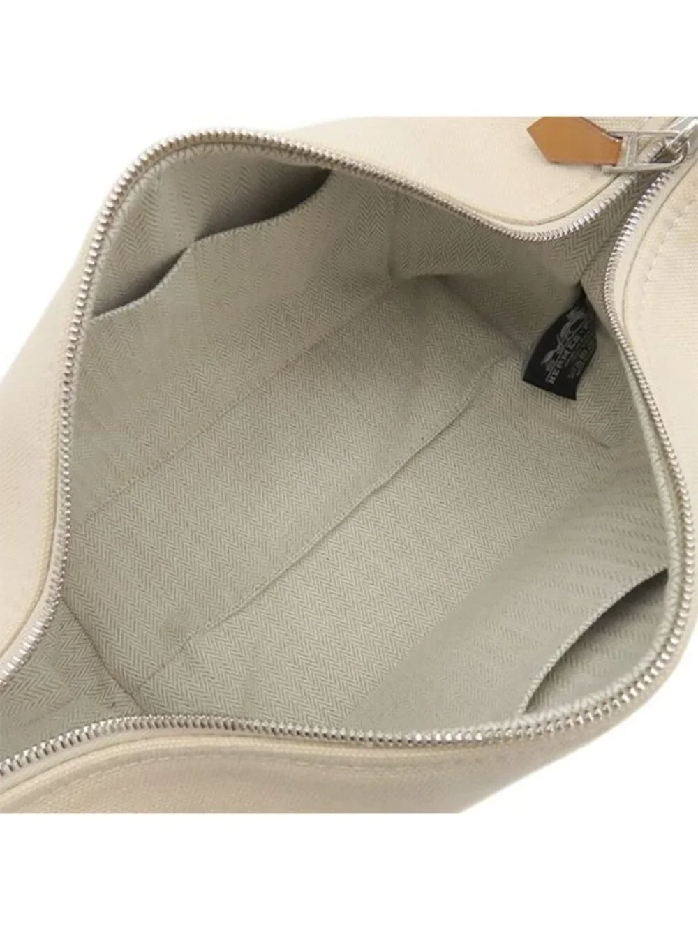 Hermes Pouch Brid-a-brac PM Cotton Canvas Natural Silver Vanity H Logo